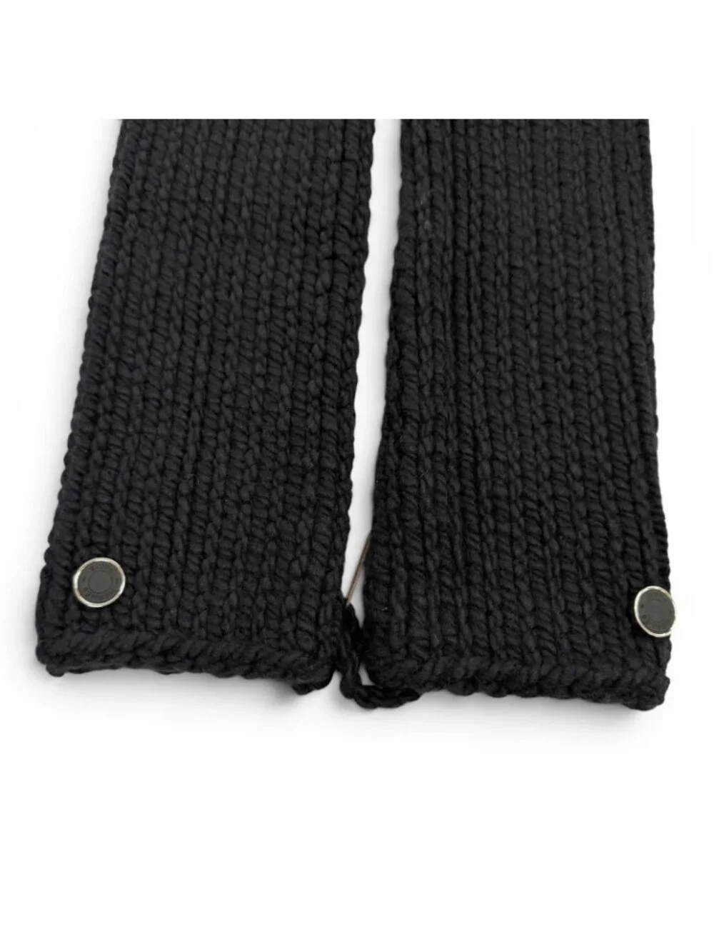 Hermes Silk Cashmere Blend Silver Series Knit Arm Warmer Gloves Black TU